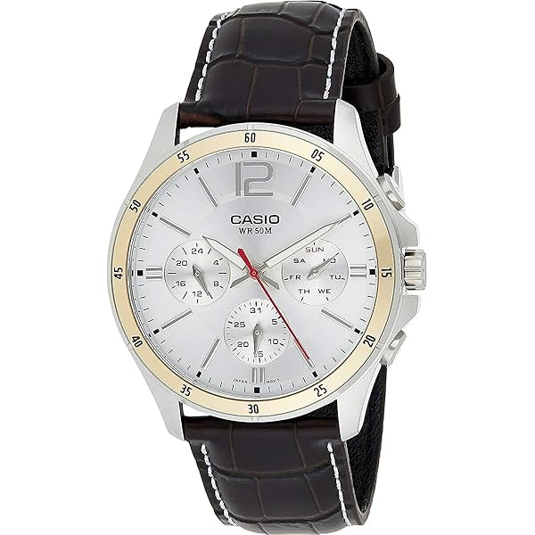 Casio Men's Enticer MTP1374L-7AV Silver Leather Japanese Quartz